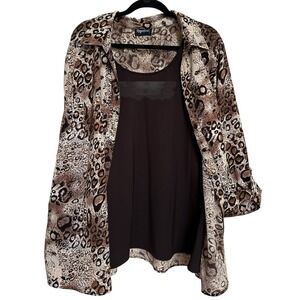 Maggie Barnes Animal Print Blouse - Brown and Cream
